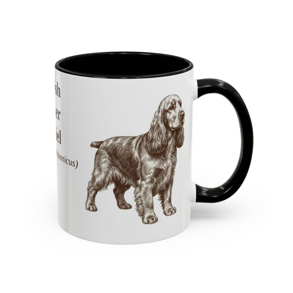 11oz English Cocker Spaniel Latin Mug, Black, right side view
