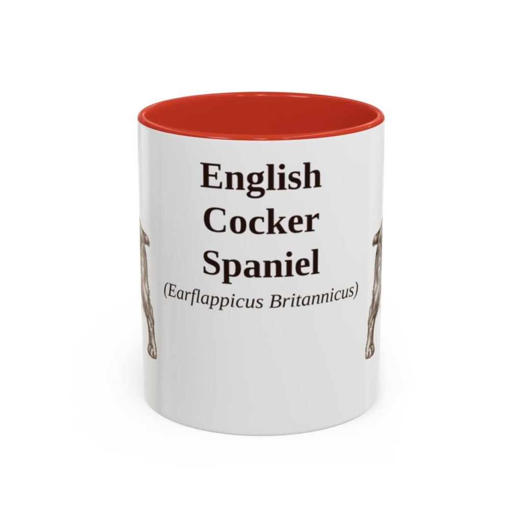 11oz English Cocker Spaniel Latin Mug, Red, front view