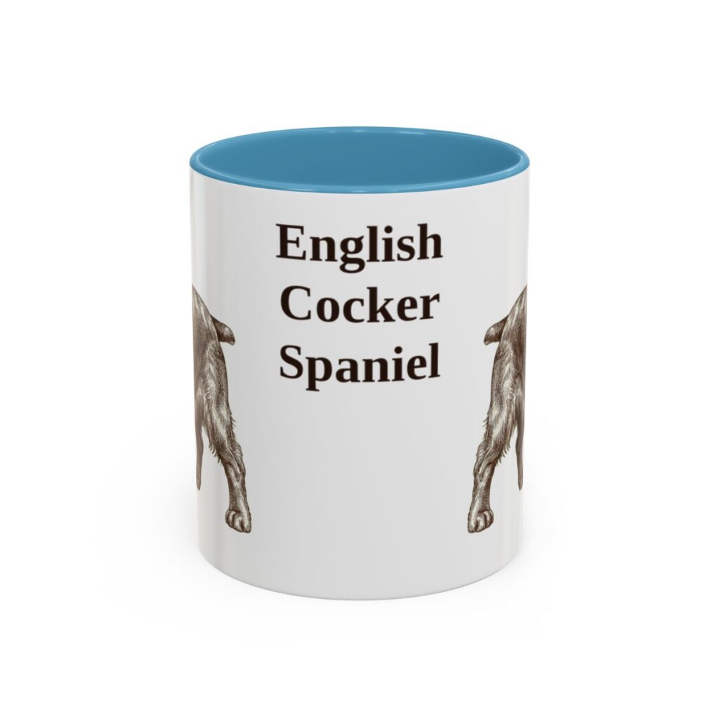 11oz English Cocker Spaniel Mug, Light Blue, front view
