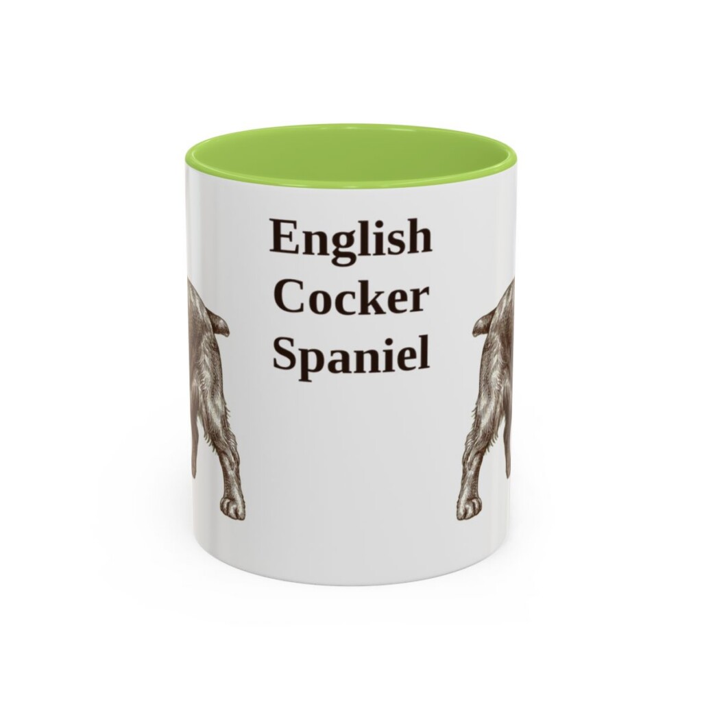 11oz English Cocker Spaniel Mug, Light Green, front view
