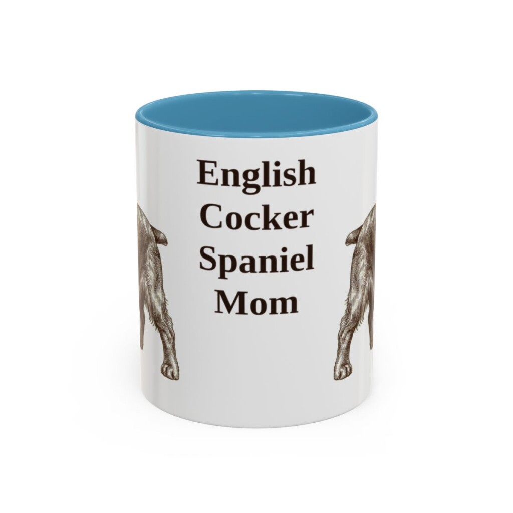 11oz-english-cocker-spaniel-mug-mom-light-blue 11oz English Cocker Spaniel Dog Mom Mug, Light Blue, front view