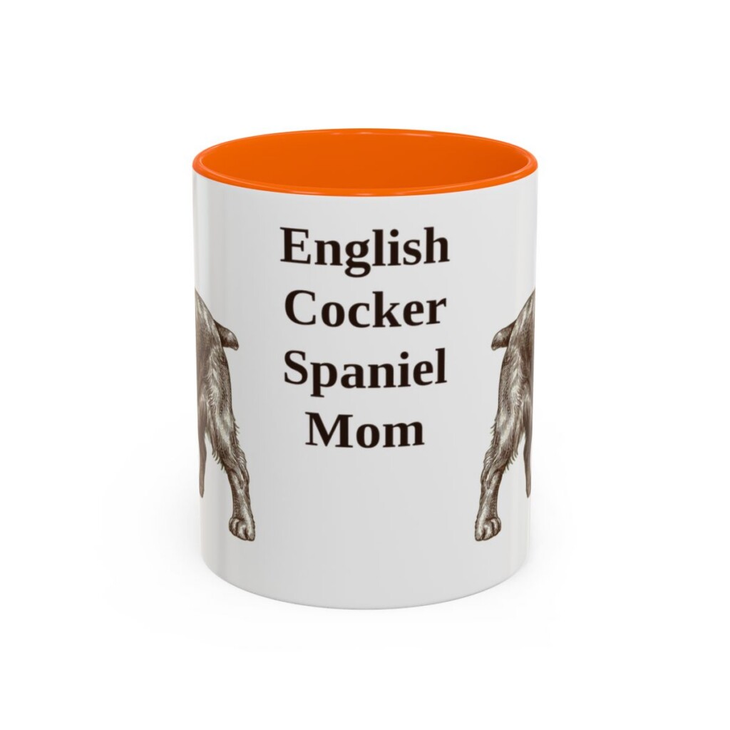 11oz-english-cocker-spaniel-mug-mom-orange 11oz English Cocker Spaniel Dog Mom Mug, Orange, front view