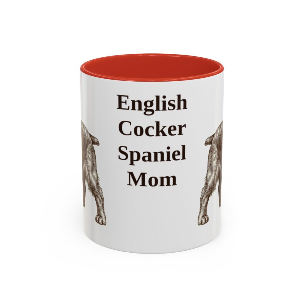 11oz-english-cocker-spaniel-mug-mom-red 11oz English Cocker Spaniel Dog Mom Mug, Red, front view