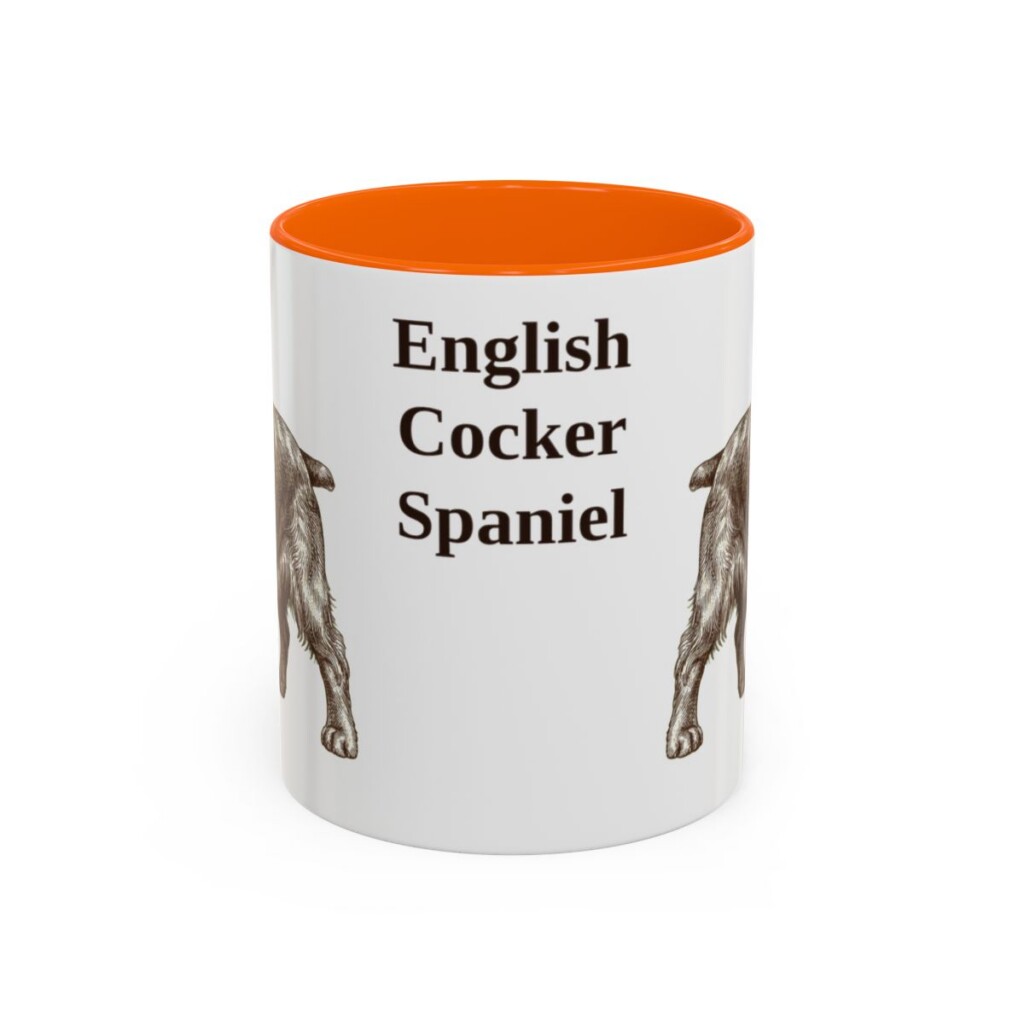 11oz English Cocker Spaniel Mug, Orange, front view