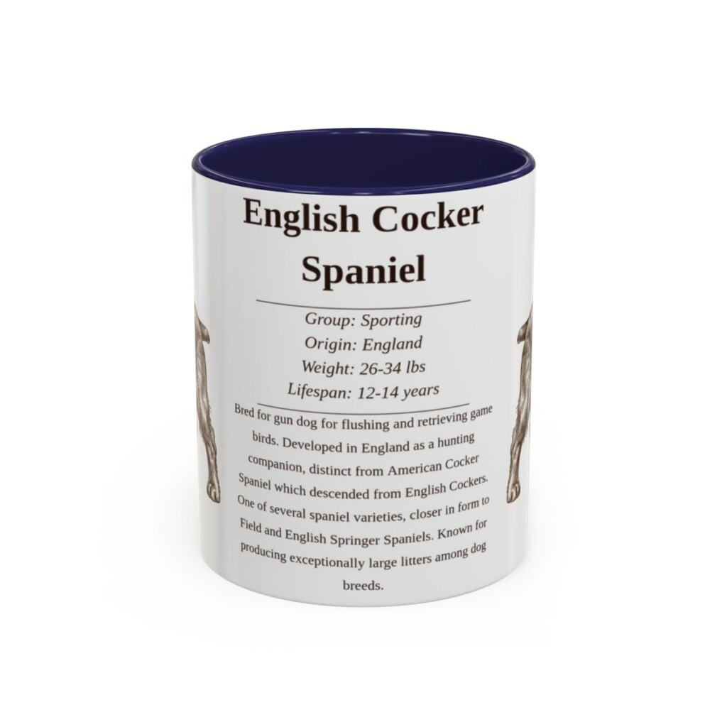 11oz English Cocker Spaniel Mug, Navy, front view