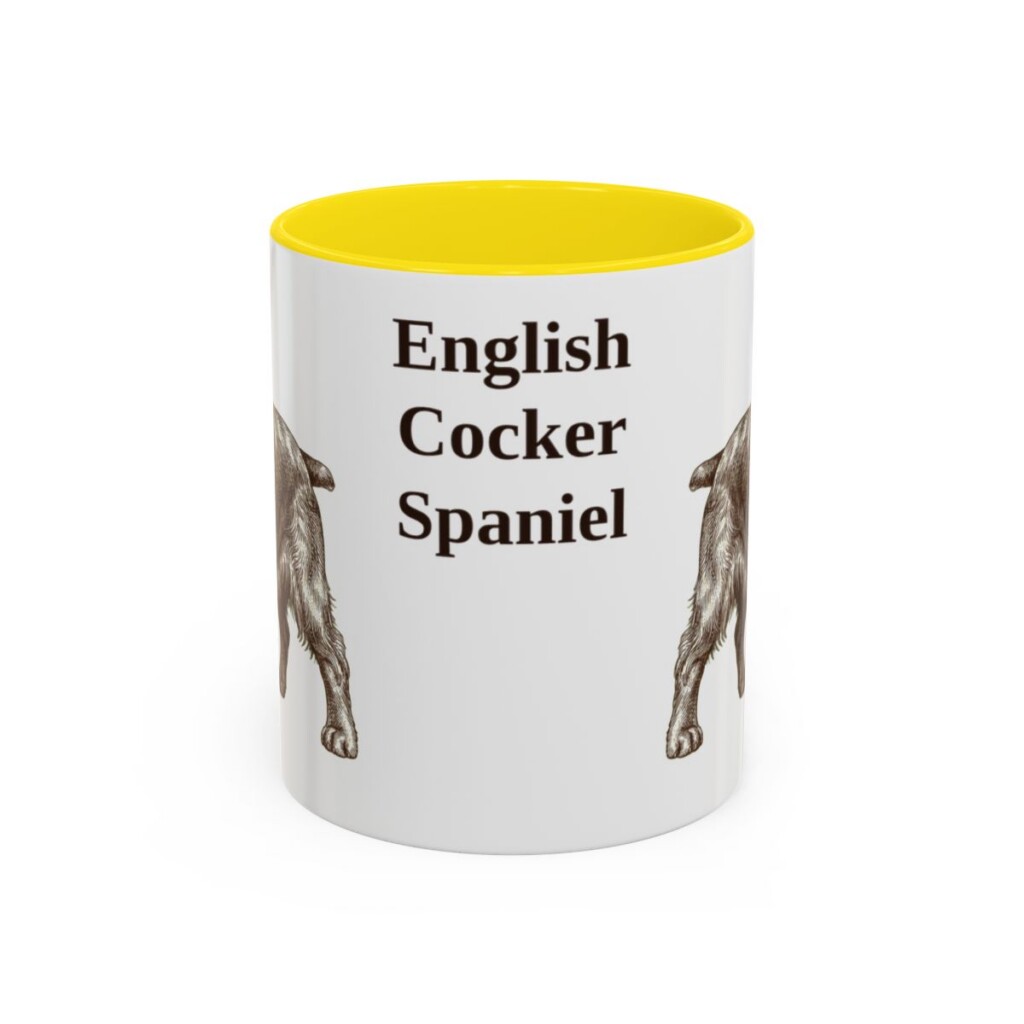 11oz English Cocker Spaniel Mug, Yellow, front view