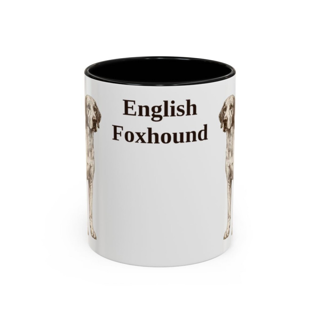 11oz English Foxhound Mug, Black, front view