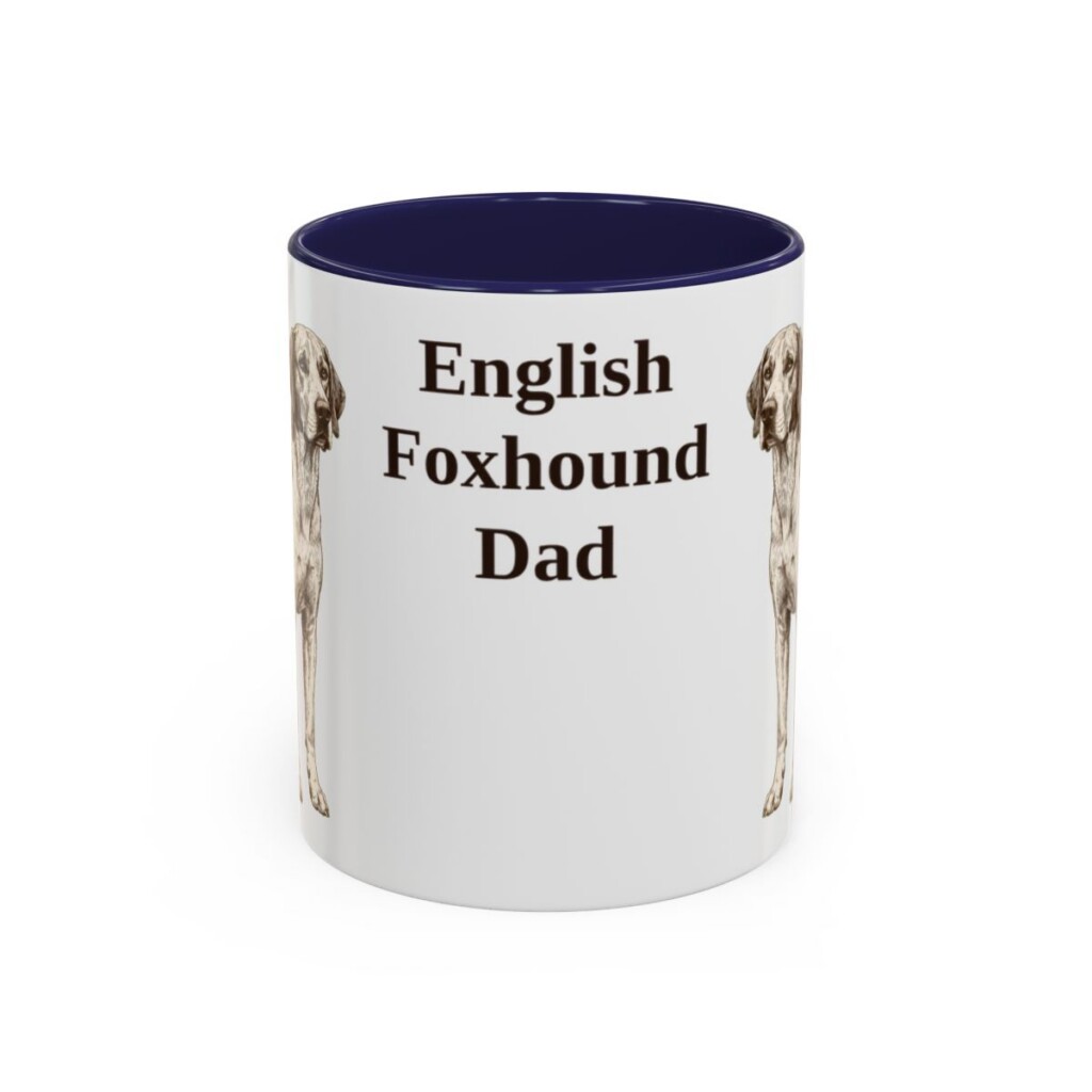 11oz English Foxhound Dog Dad Mug, Navy, front view