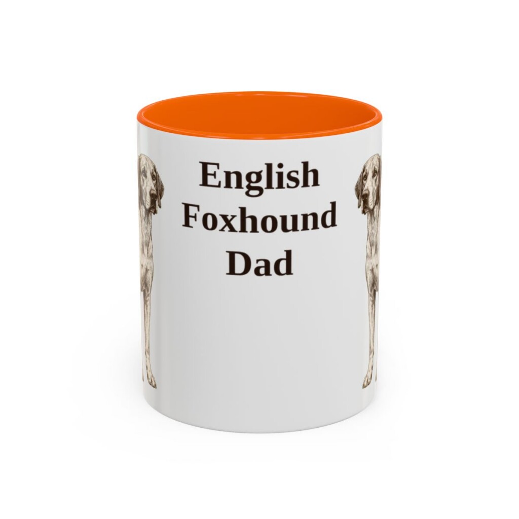 11oz English Foxhound Dog Dad Mug, Orange, front view