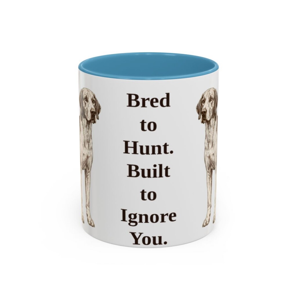 11oz-english-foxhound-mug-humor-light-blue 11oz Funny English Foxhound Mug, Light Blue, front view