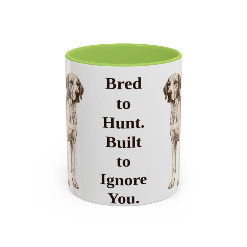 11oz-english-foxhound-mug-humor-light-green 11oz Funny English Foxhound Mug, Light Green, front view