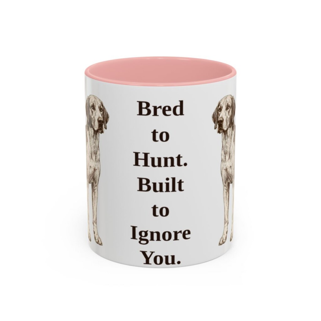 11oz-english-foxhound-mug-humor-pink 11oz Funny English Foxhound Mug, Pink, front view