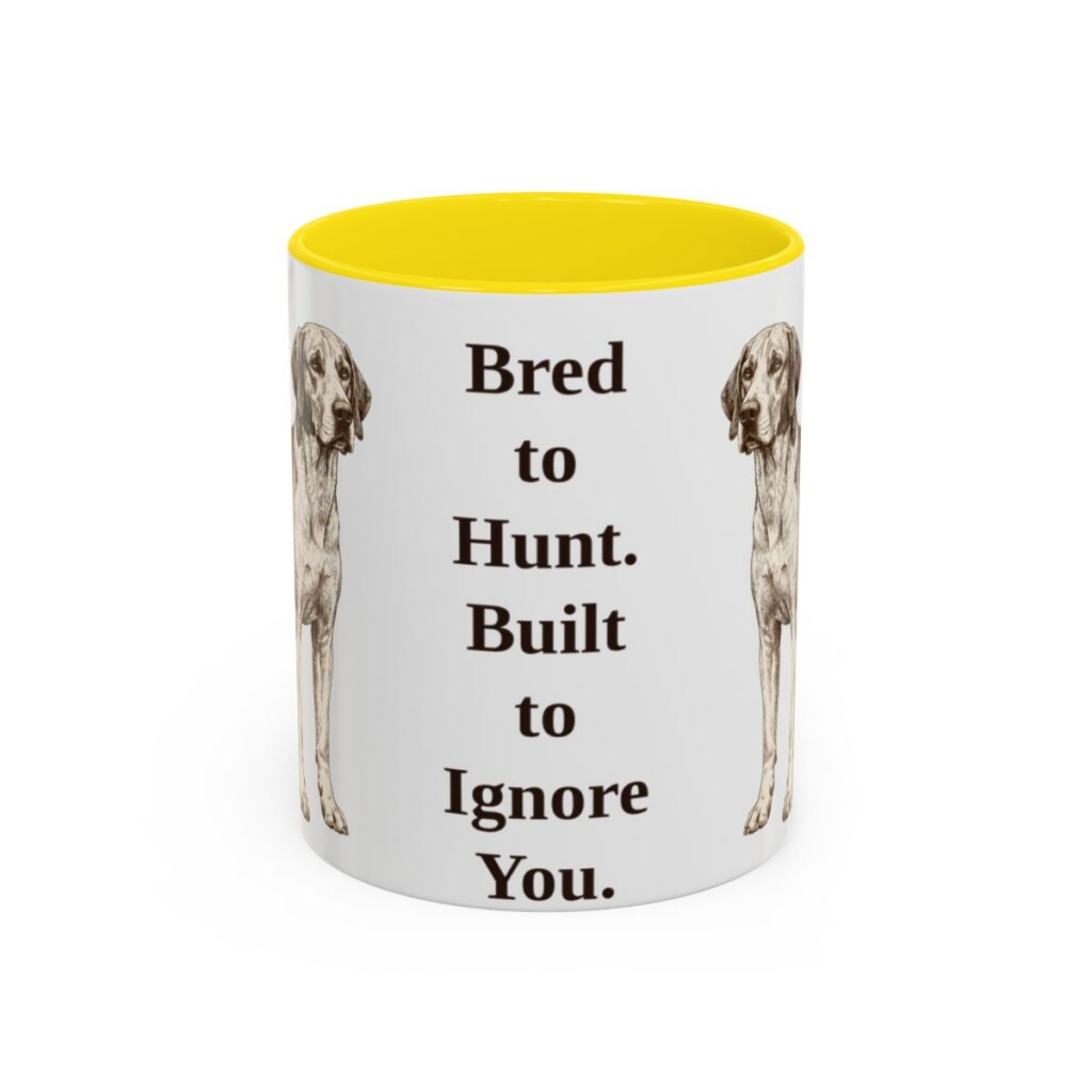 11oz-english-foxhound-mug-humor-yellow 11oz Funny English Foxhound Mug, Yellow, front view