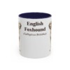 11oz English Foxhound Latin Mug, Navy, front view