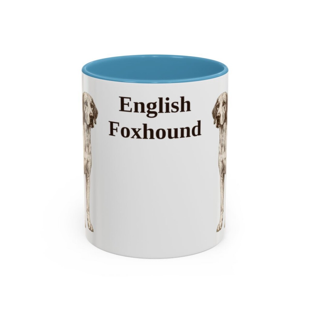 11oz English Foxhound Mug, Light Blue, front view