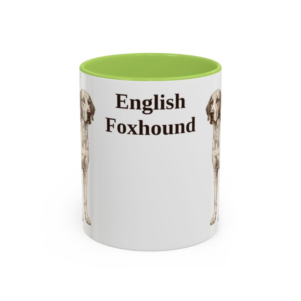 11oz English Foxhound Mug, Light Green, front view