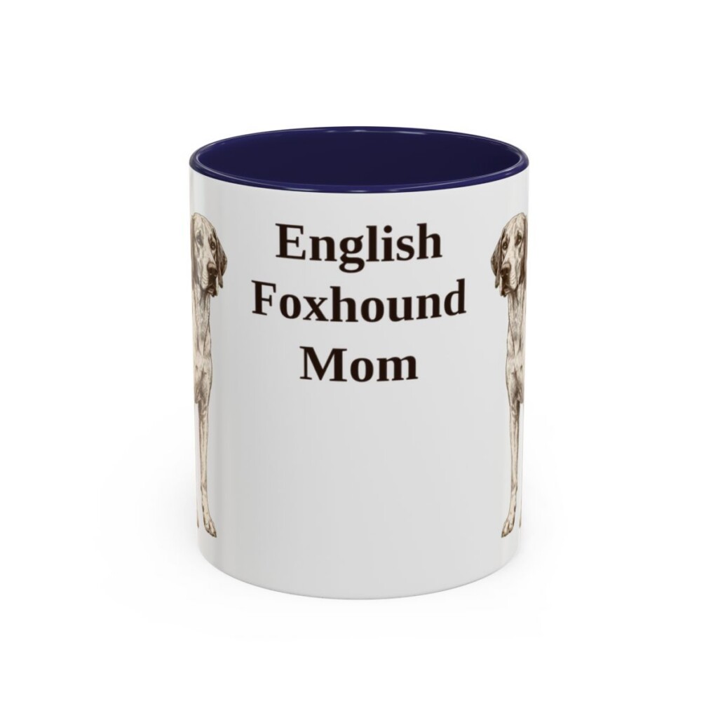 11oz-english-foxhound-mug-mom-navy 11oz English Foxhound Dog Mom Mug, Navy, front view