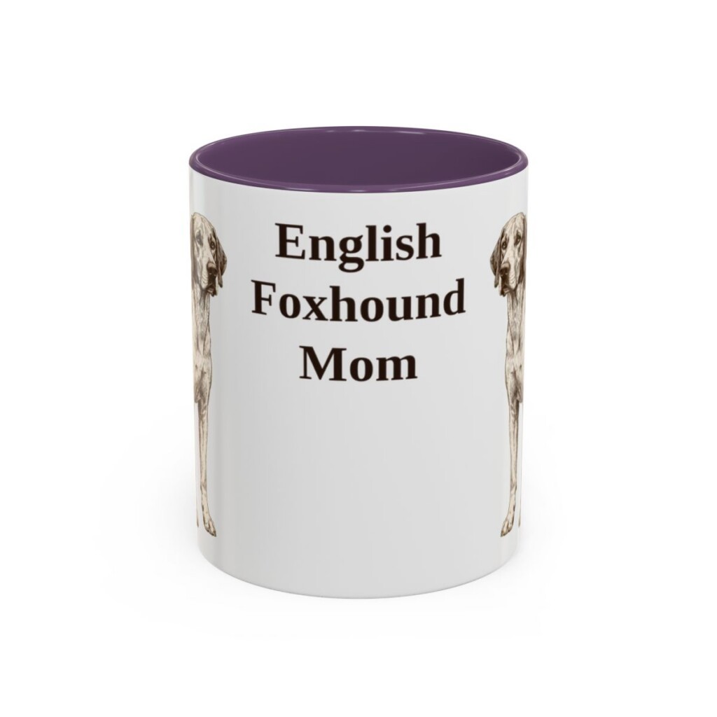 11oz-english-foxhound-mug-mom-purple 11oz English Foxhound Dog Mom Mug, Purple, front view