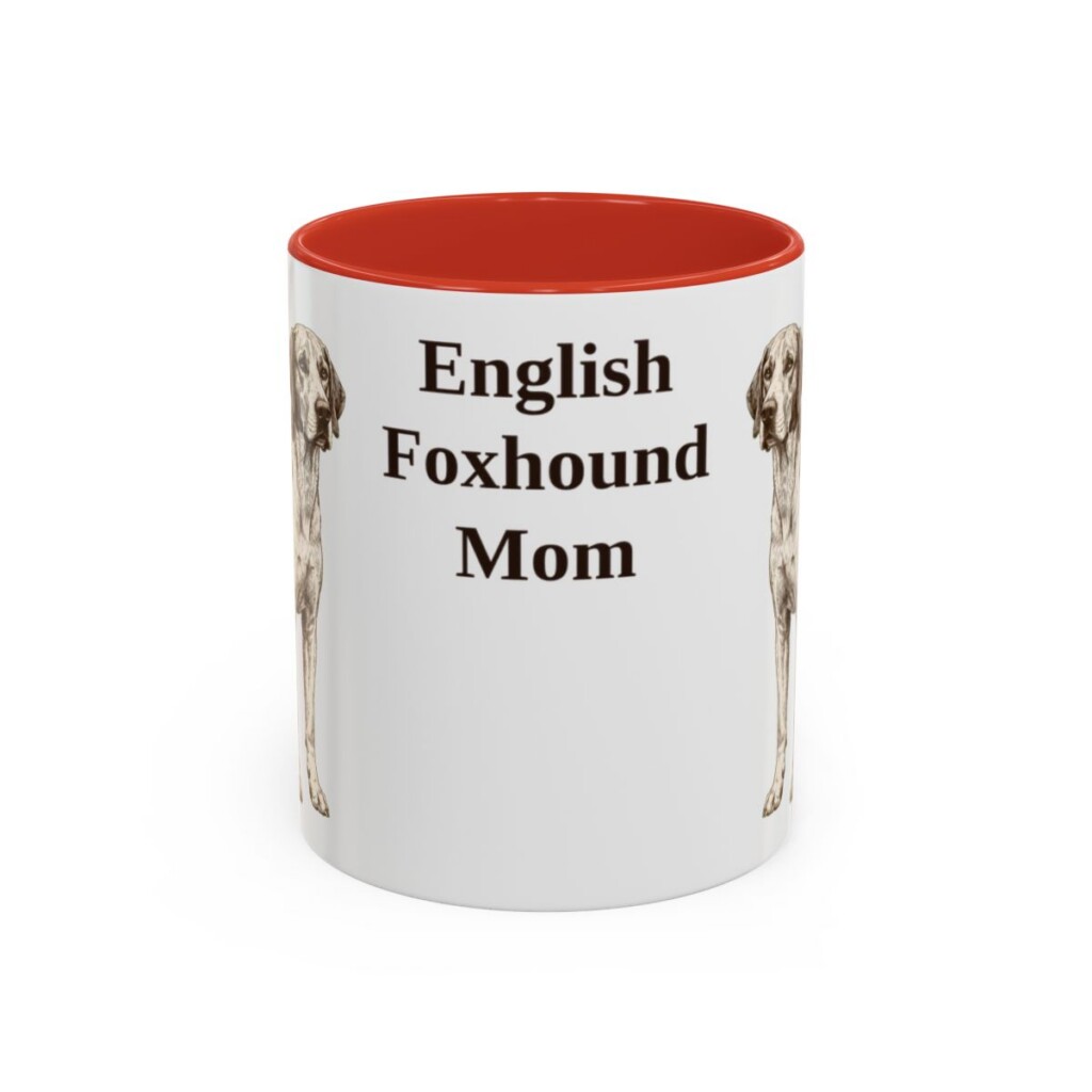 11oz-english-foxhound-mug-mom-red 11oz English Foxhound Dog Mom Mug, Red, front view