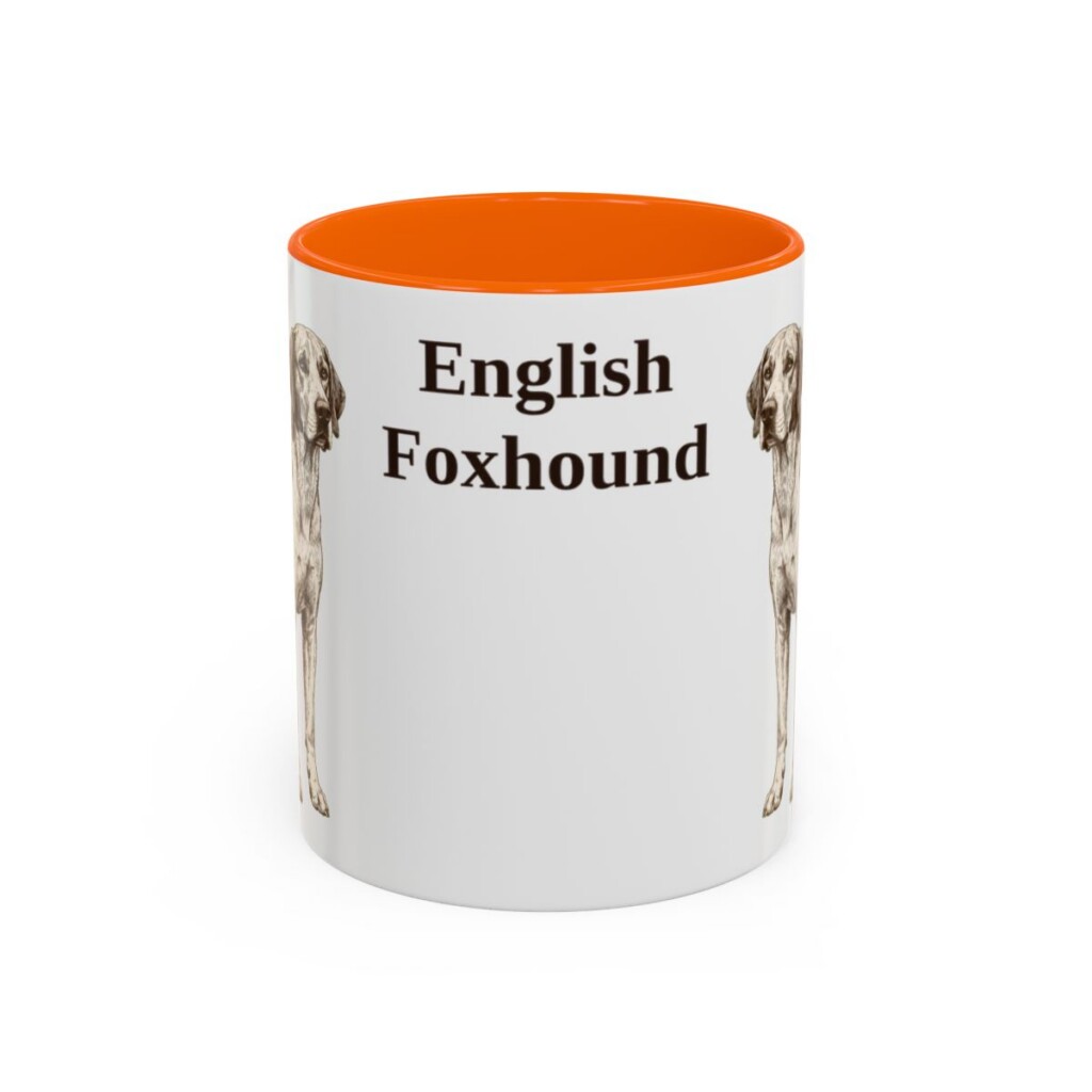 11oz English Foxhound Mug, Orange, front view