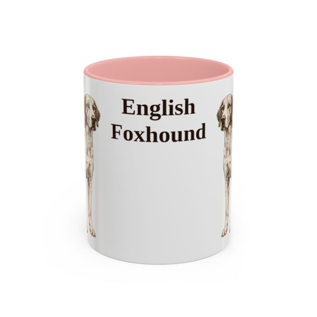11oz English Foxhound Mug, Pink, front view