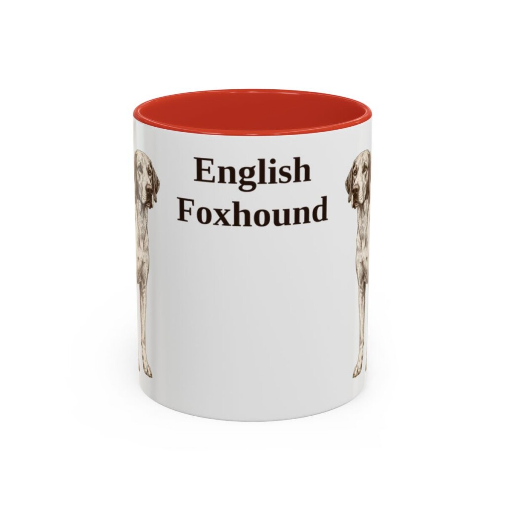 11oz English Foxhound Mug, Red, front view