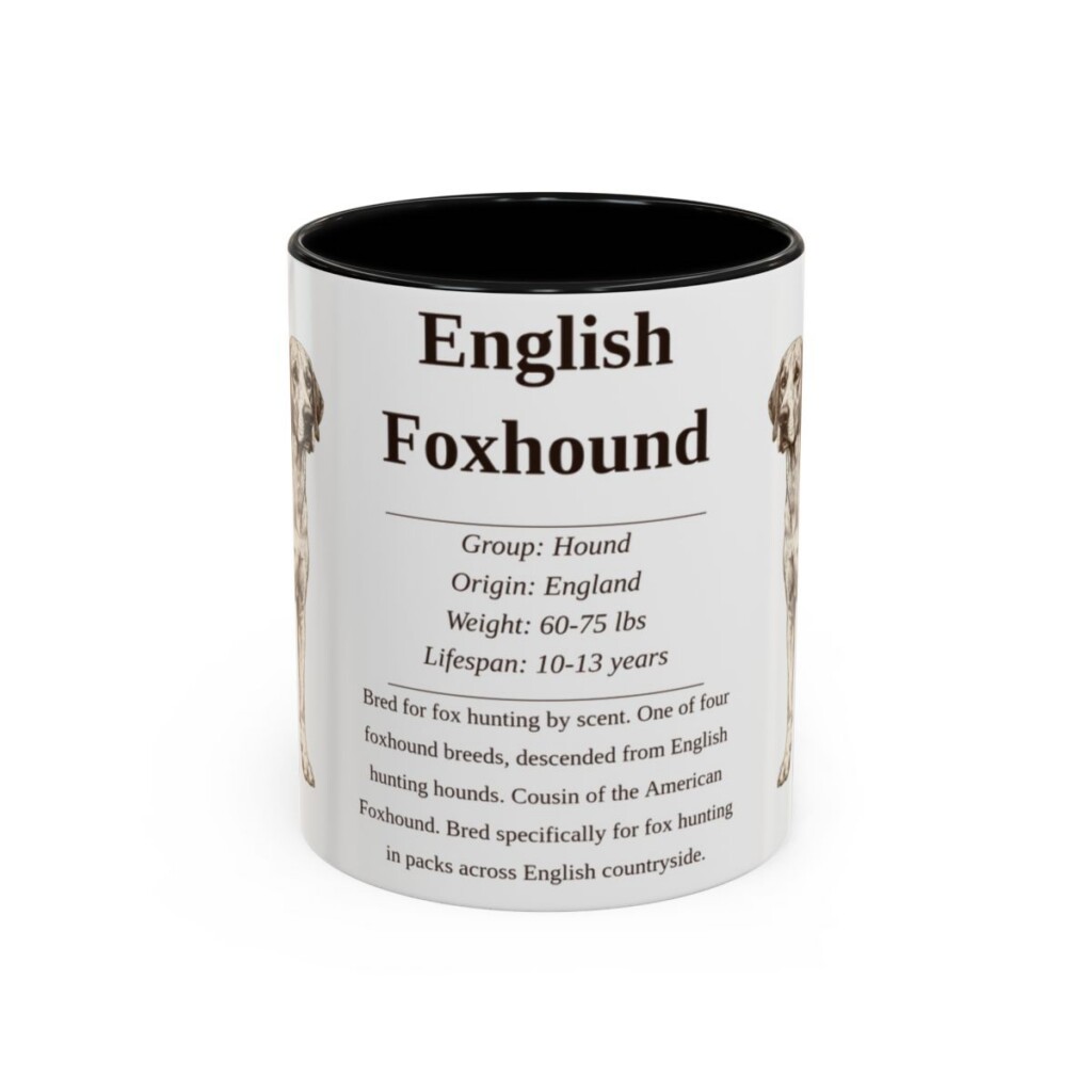 11oz English Foxhound Mug, Black, front view