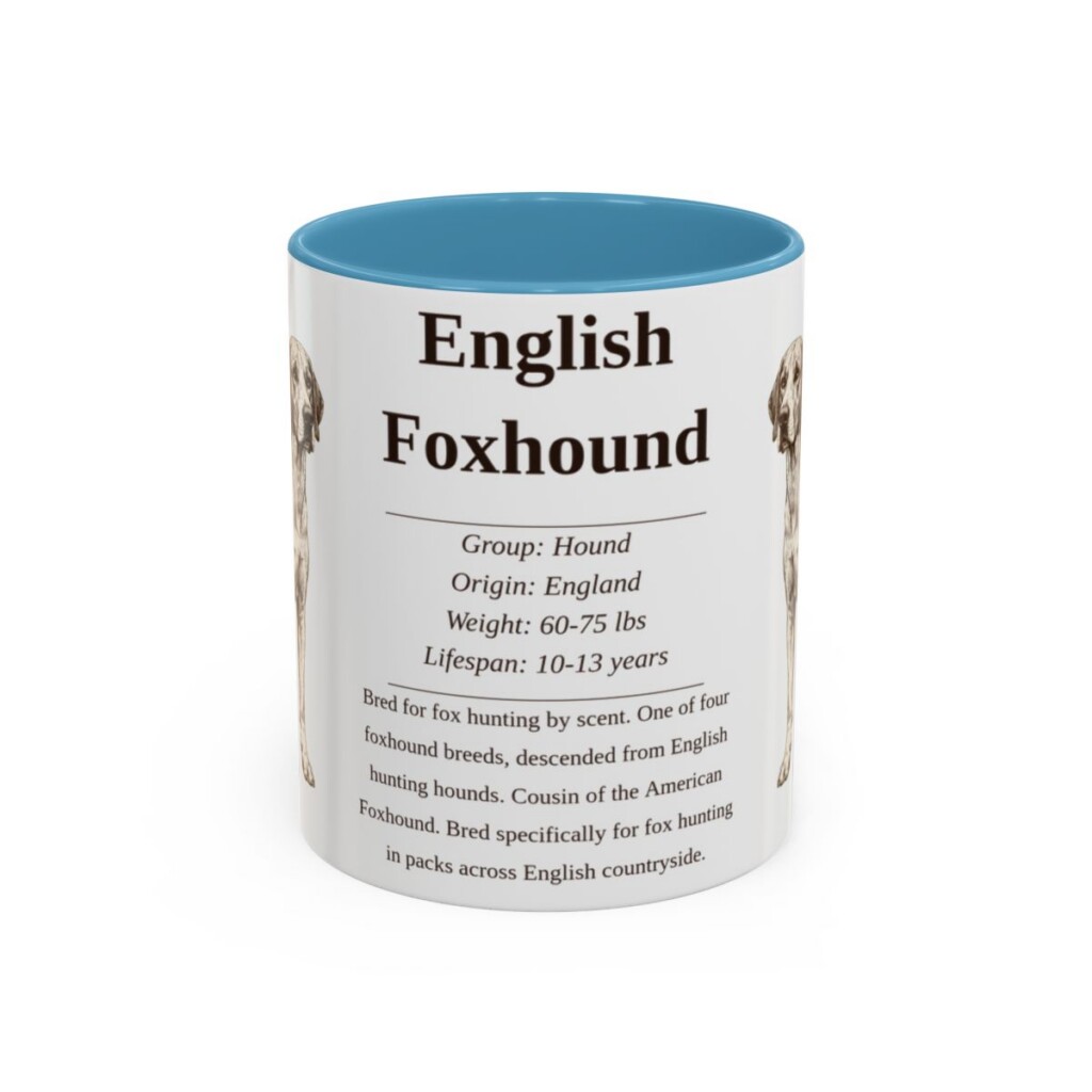11oz English Foxhound Mug, Light Blue, front view