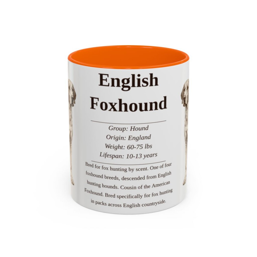 11oz English Foxhound Mug, Orange, front view