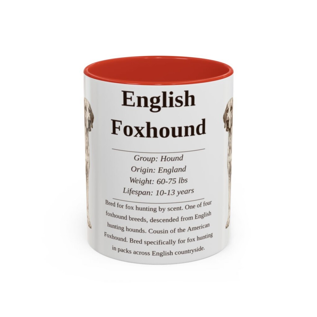 11oz English Foxhound Mug, Red, front view