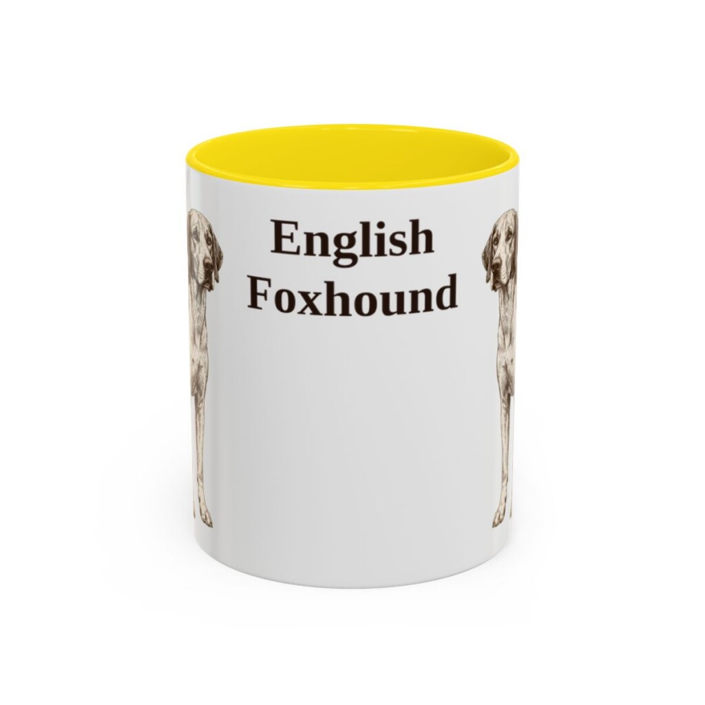 11oz English Foxhound Mug, Yellow, front view