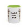 11oz English Setter Dog Dad Mug, Light Green, front view