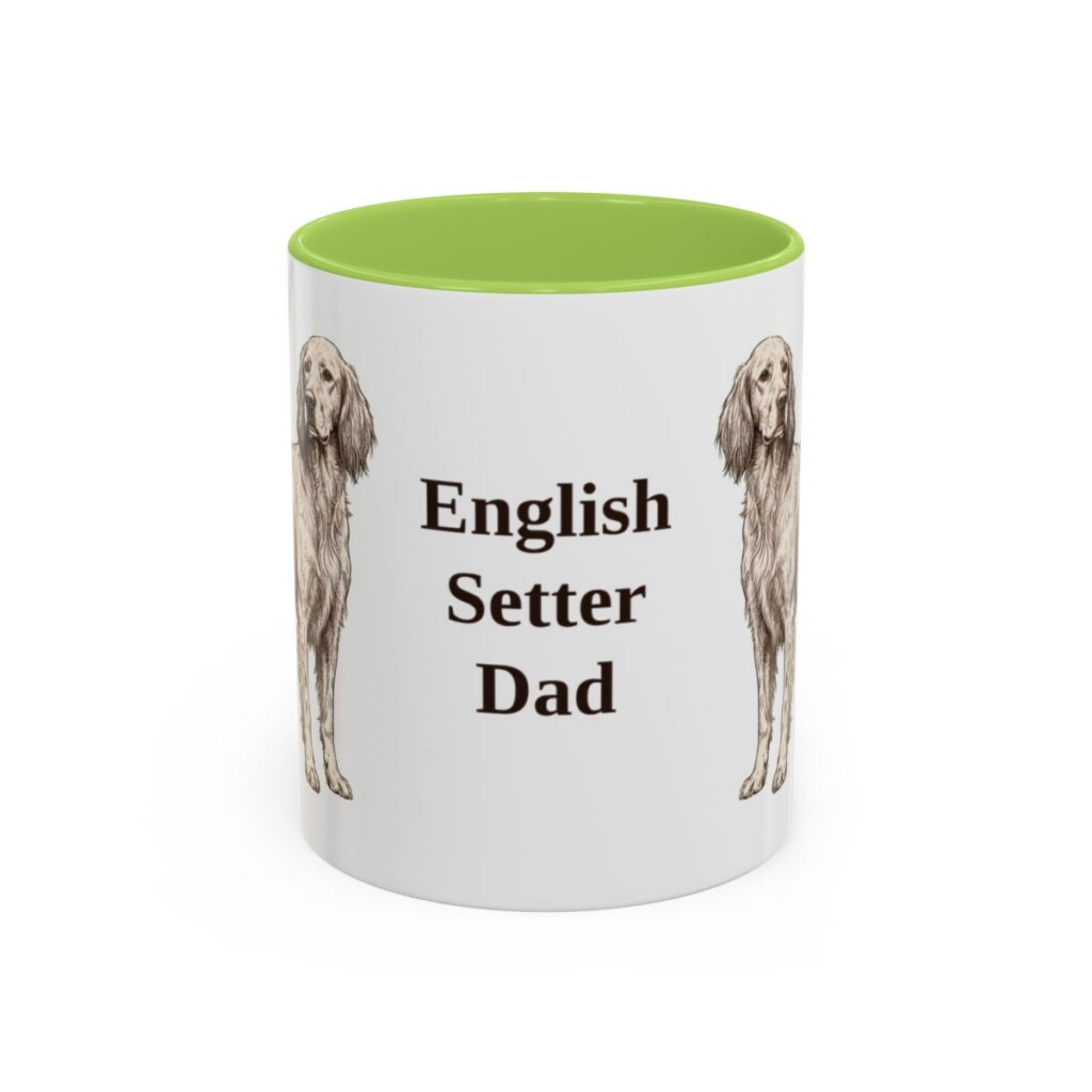 11oz English Setter Dog Dad Mug, Light Green, front view
