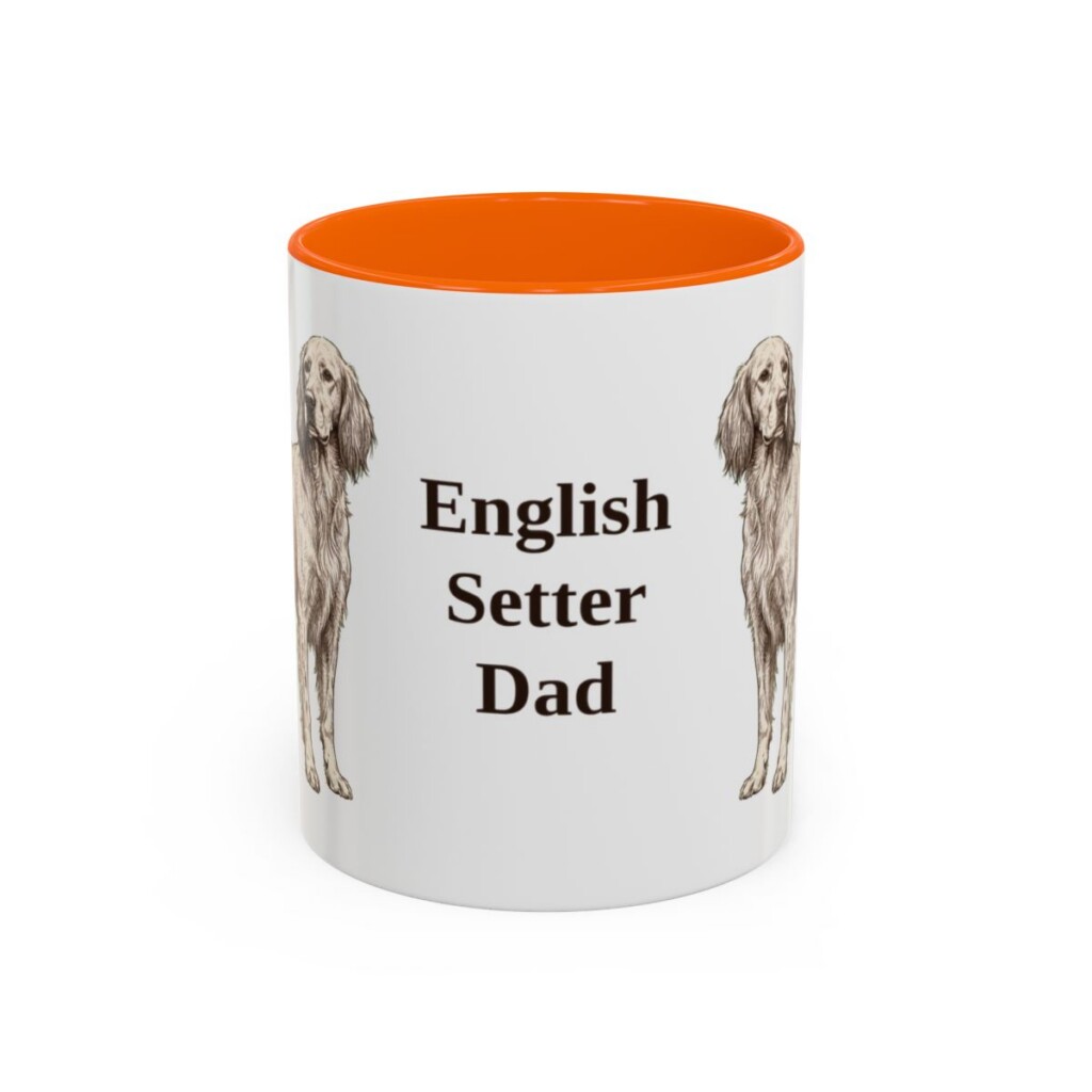 11oz English Setter Dog Dad Mug, Orange, front view
