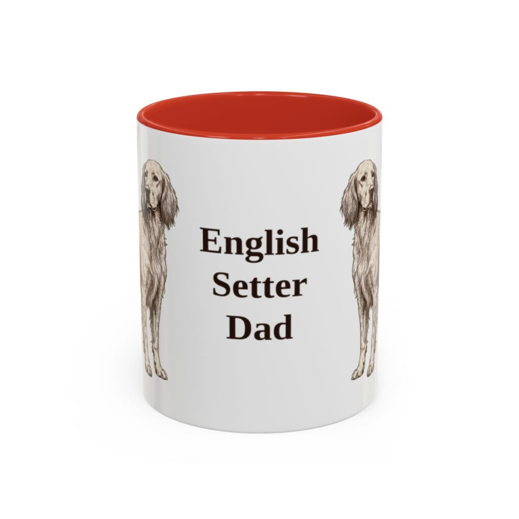 11oz English Setter Dog Dad Mug, Red, front view