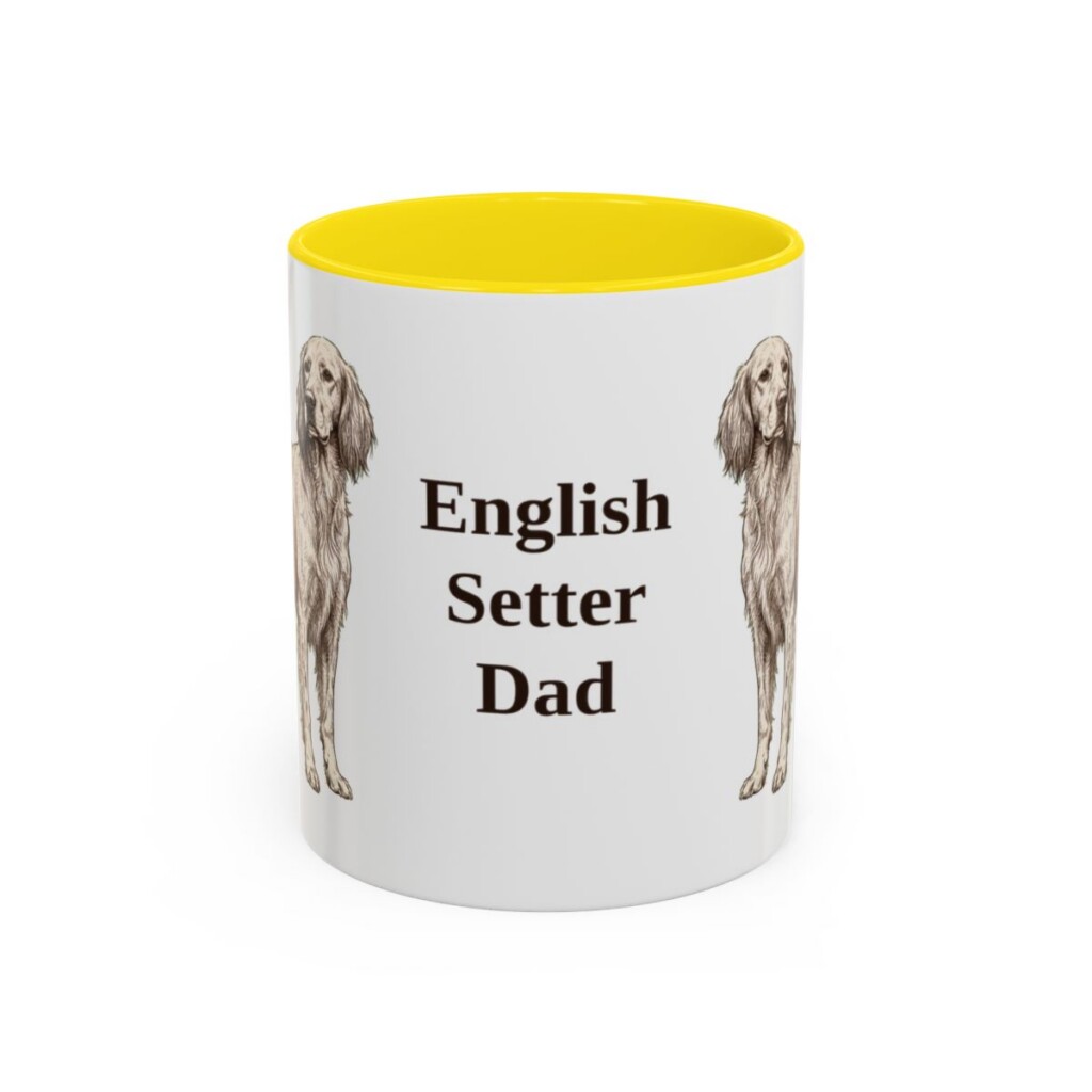 11oz English Setter Dog Dad Mug, Yellow, front view