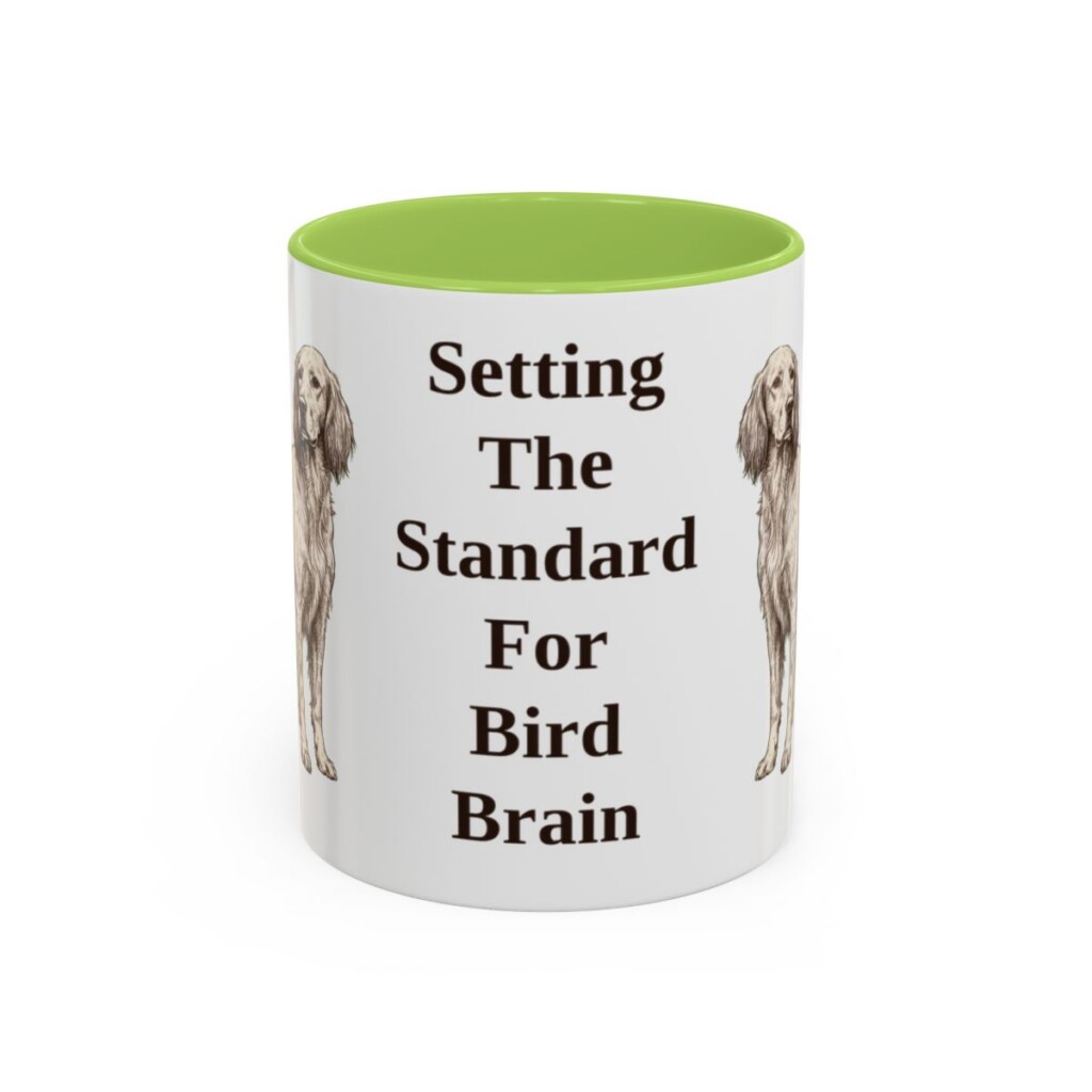 11oz Funny English Setter Mug, Light Green, front view