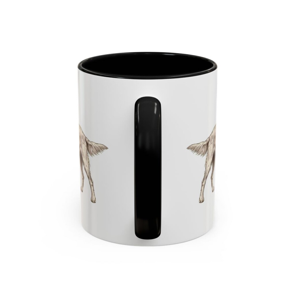 11oz English Setter Latin Mug, Black, back view