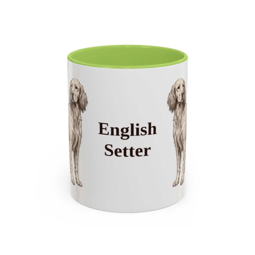 11oz English Setter Mug, Light Green, front view