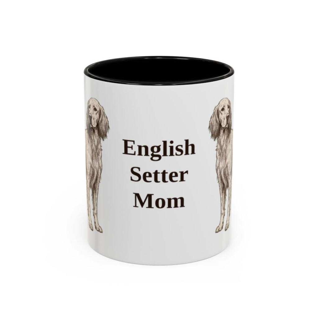 11oz English Setter Dog Mom Mug, Black, front view