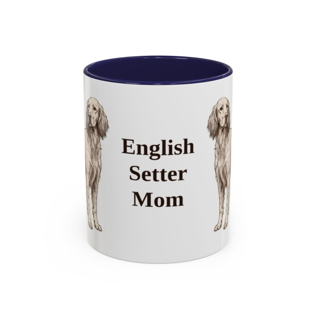 11oz English Setter Dog Mom Mug, Navy, front view