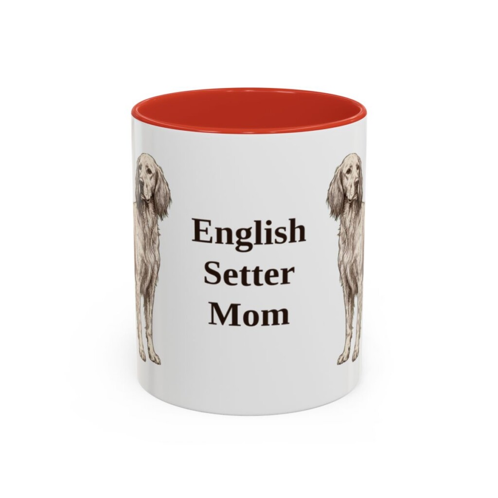 11oz English Setter Dog Mom Mug, Red, front view