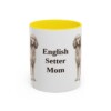 11oz English Setter Dog Mom Mug, Yellow, front view