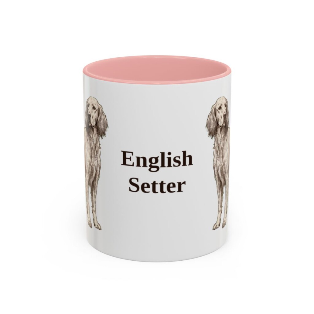 11oz English Setter Mug, Pink, front view