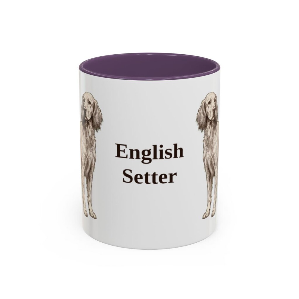 11oz English Setter Mug, Purple, front view