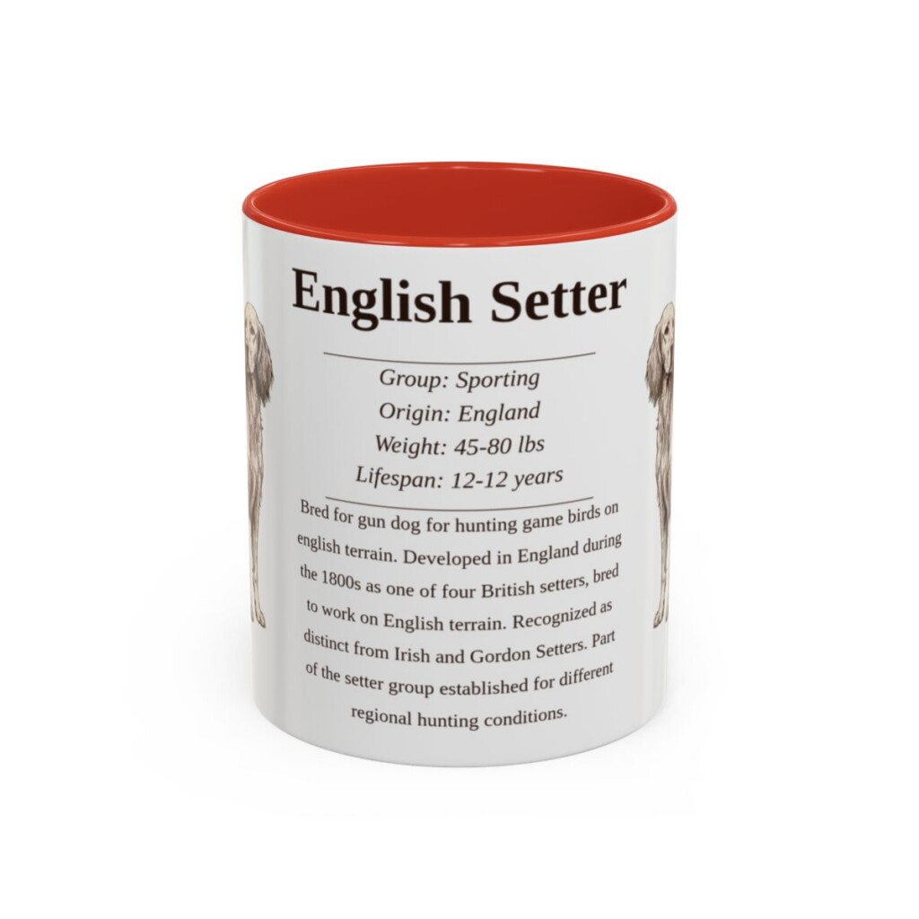 11oz English Setter Mug, Red, front view