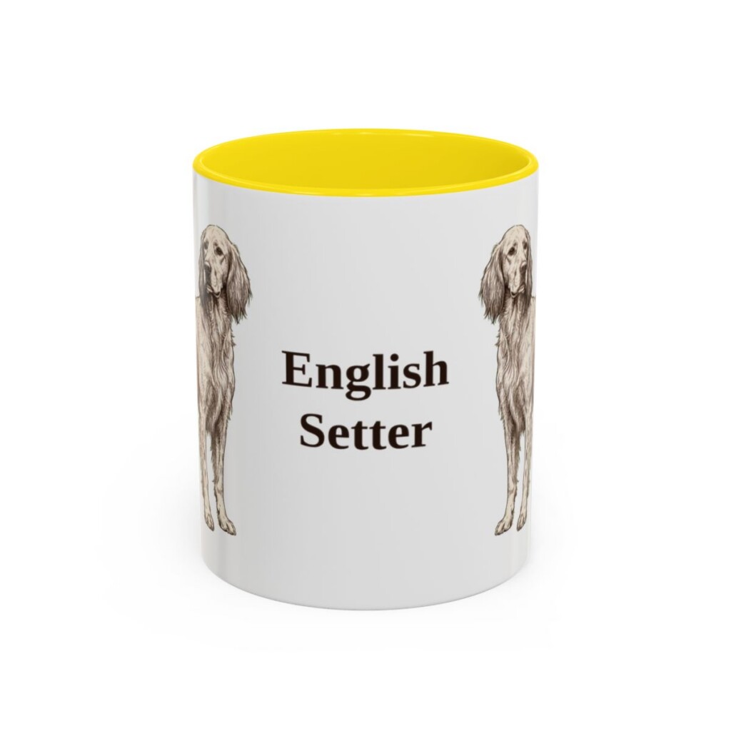 11oz English Setter Mug, Yellow, front view