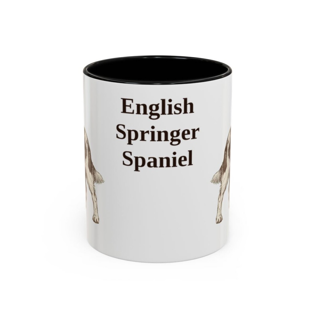 11oz English Springer Spaniel Mug, Black, front view