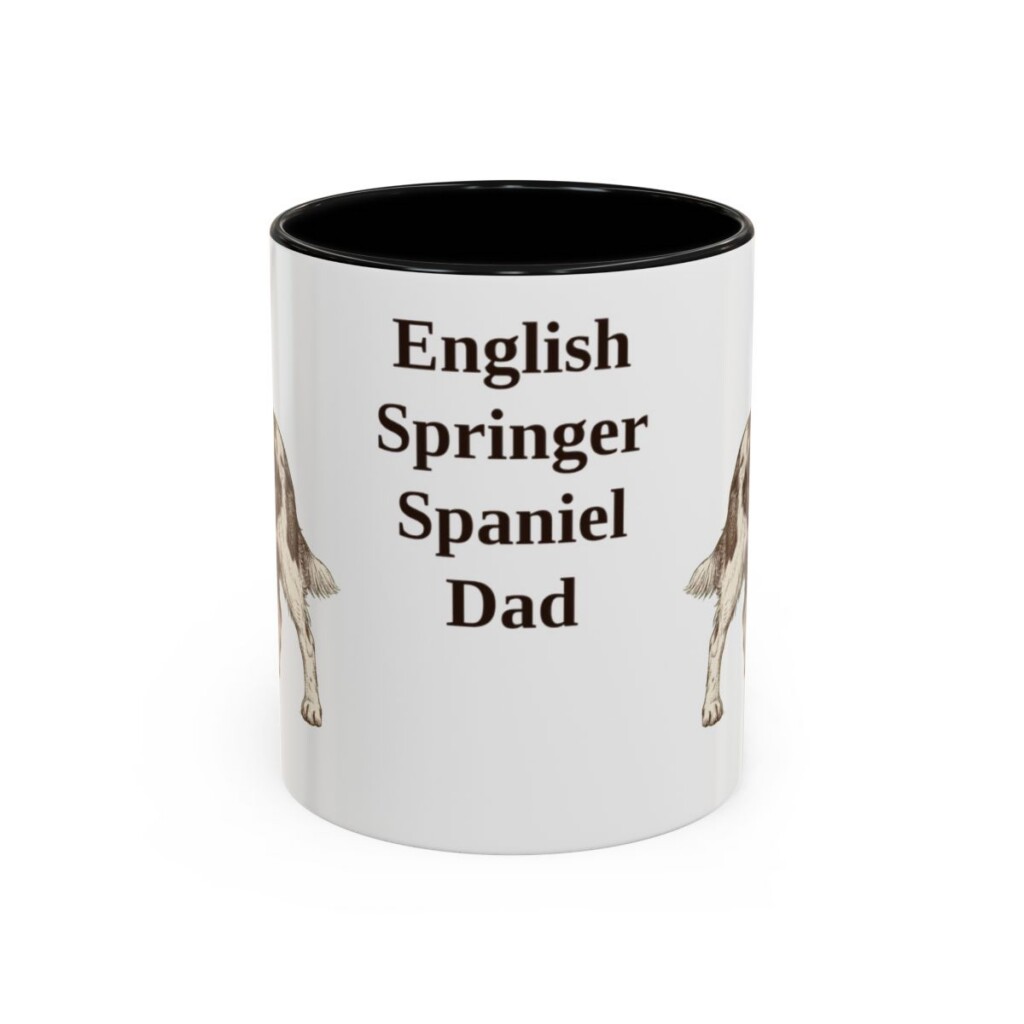 11oz English Springer Spaniel Dog Dad Mug, Black, front view