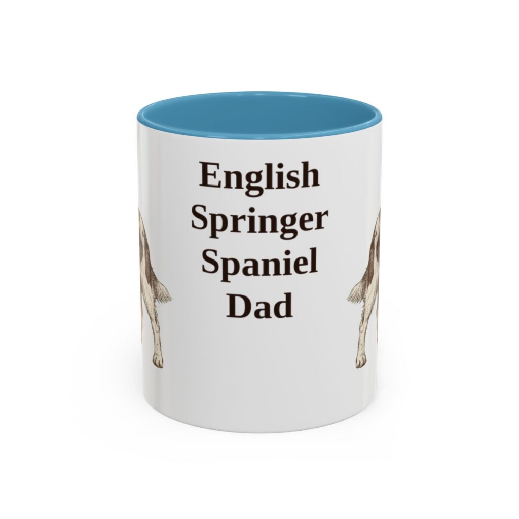 11oz English Springer Spaniel Dog Dad Mug, Light Blue, front view